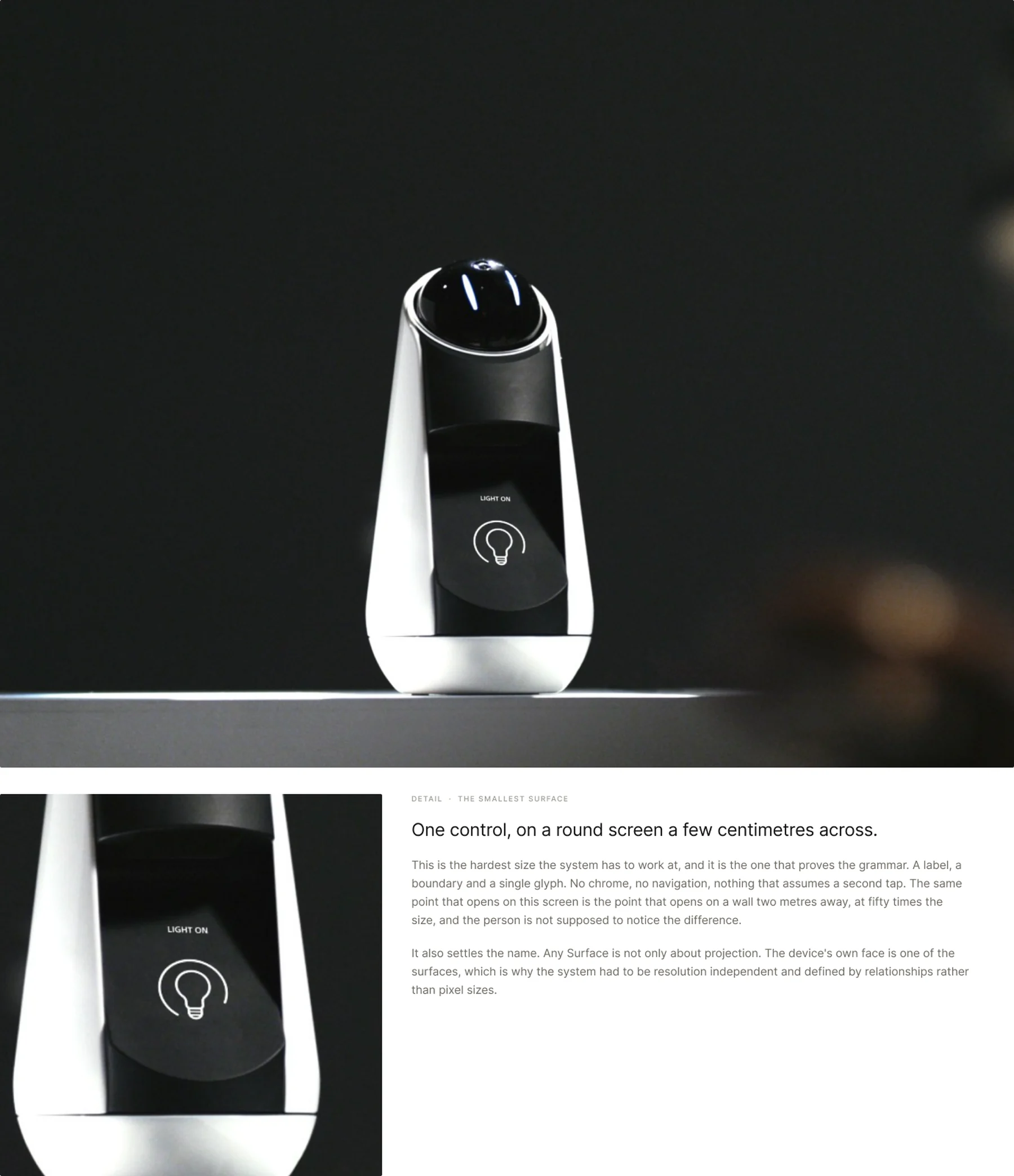 The Xperia Agent, with a detail of the interface at its smallest size